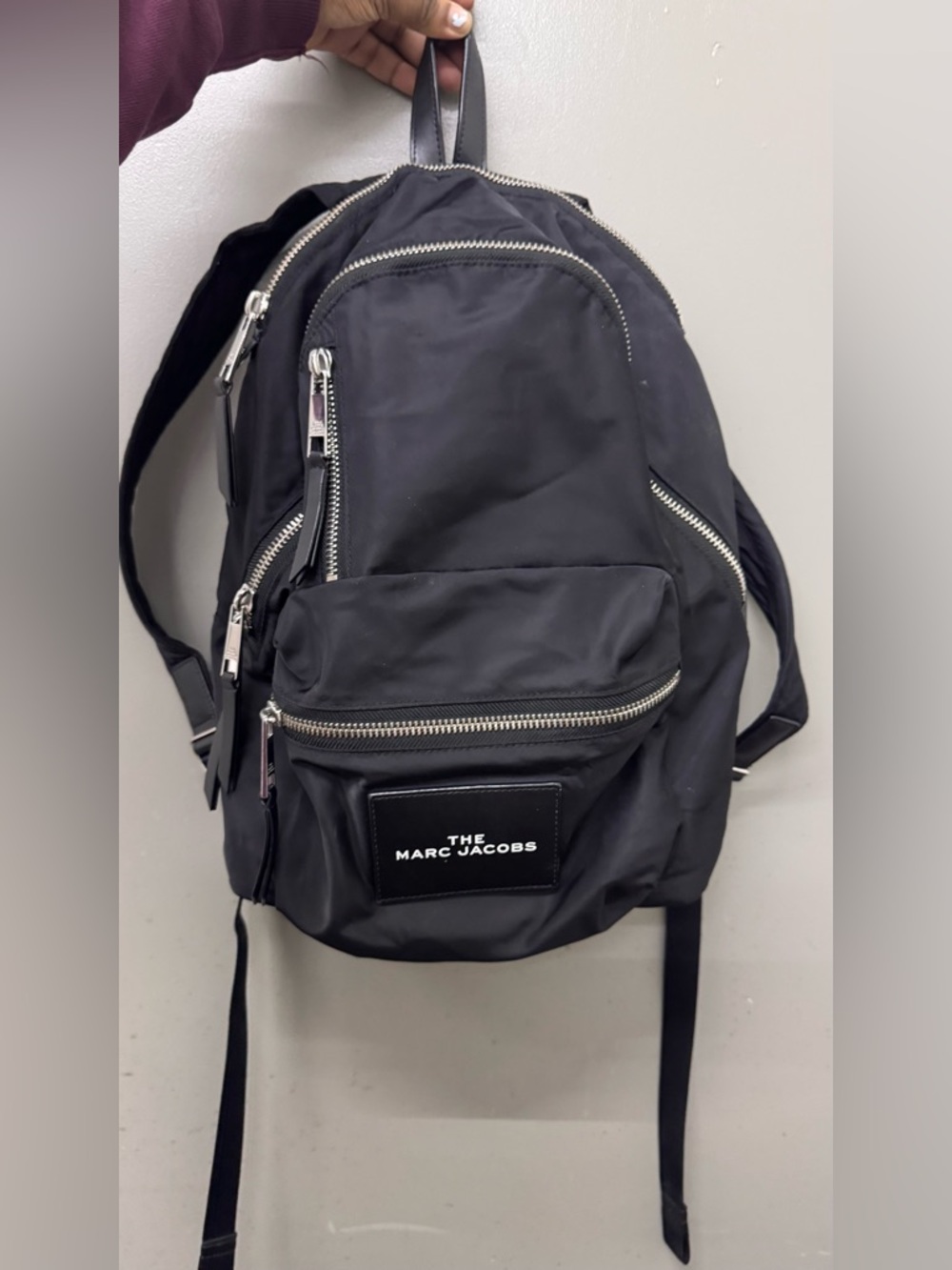 Marc Jacobs The Zip Backpack Black Nylon Designer Travel Bag One Size
